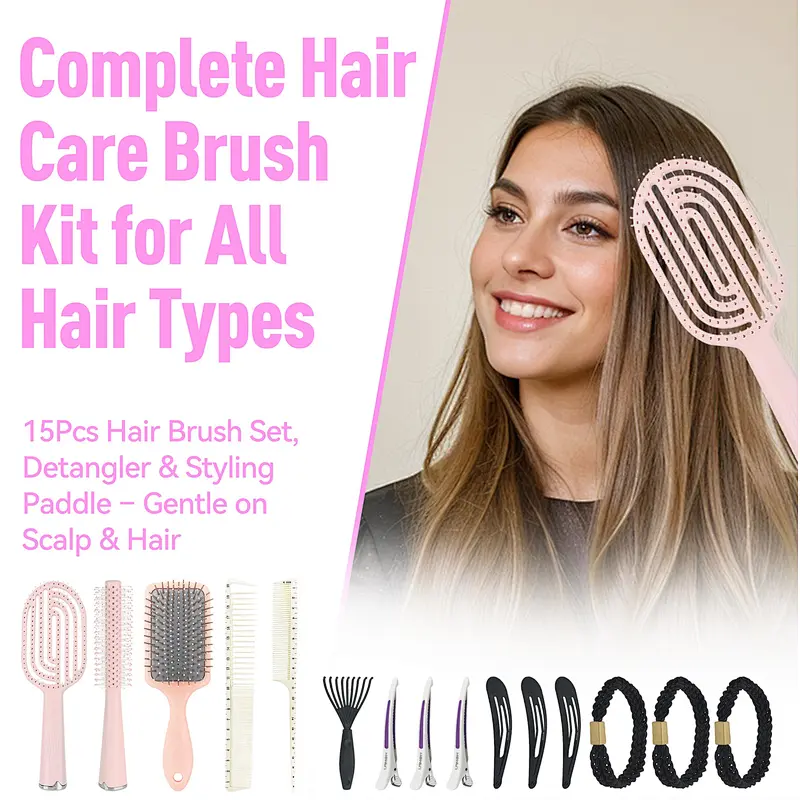 New Design 15PCS Comb Set Professional Hair Styling Kit with Wide & Fine Tooth Combs Comfortable Hair Styling Tools for All People